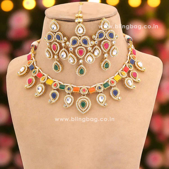 Multicolor Fariha Kundan Jewellery Set