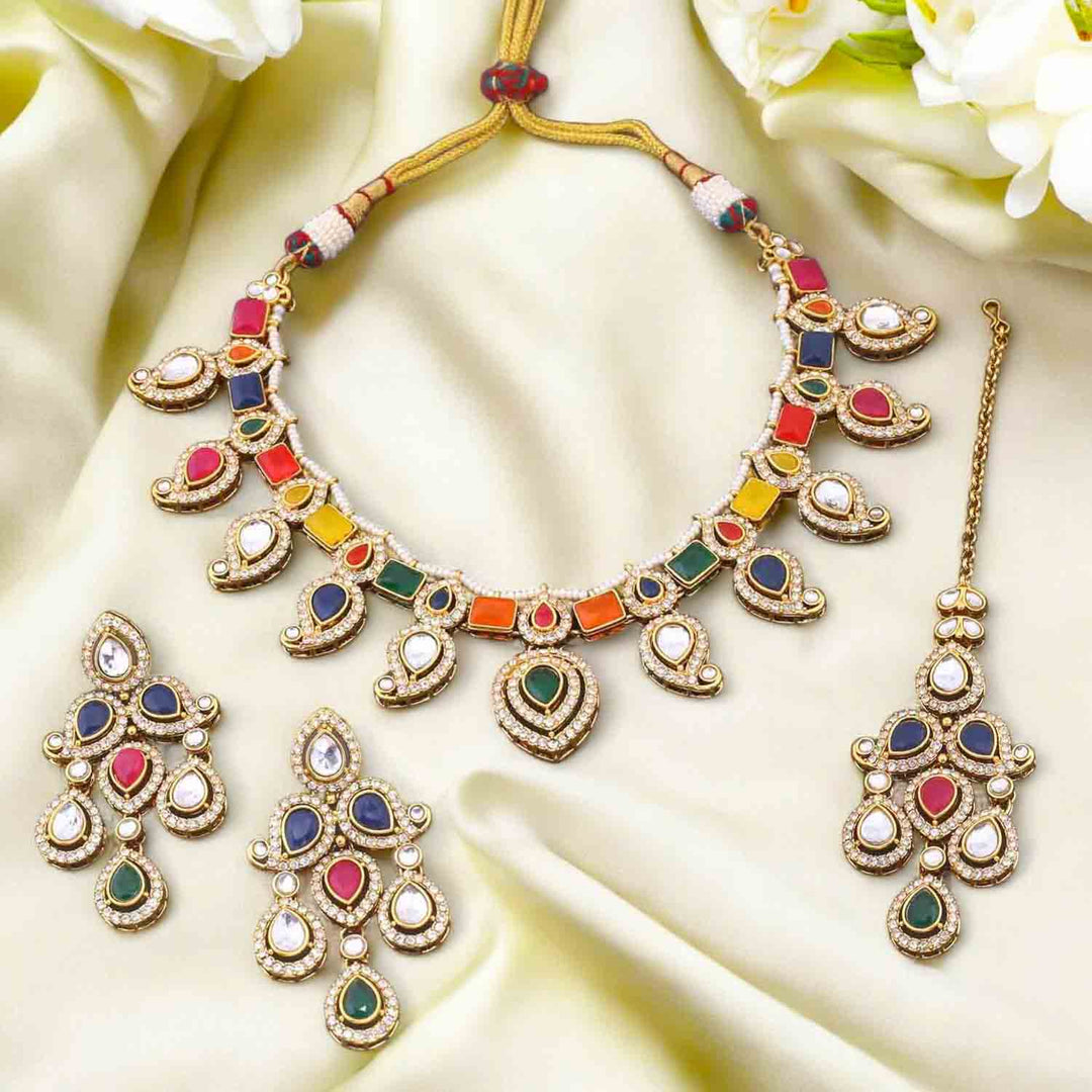 Multicolor Fariha Kundan Jewellery Set