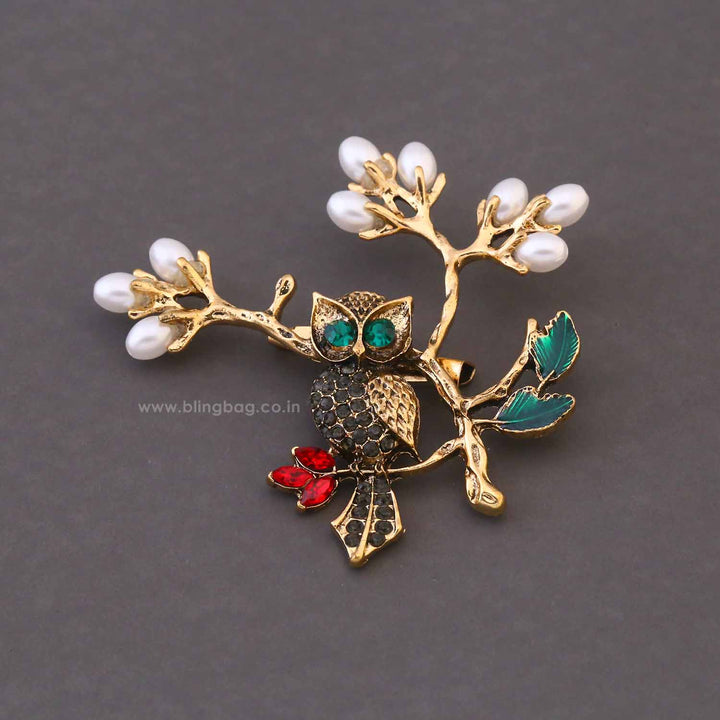 Multicolor Forest Owl Brooch