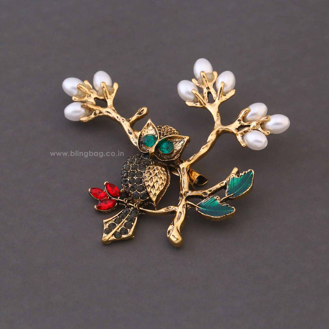 Multicolor Forest Owl Brooch