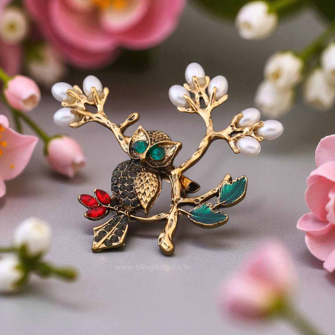 Multicolor Forest Owl Brooch