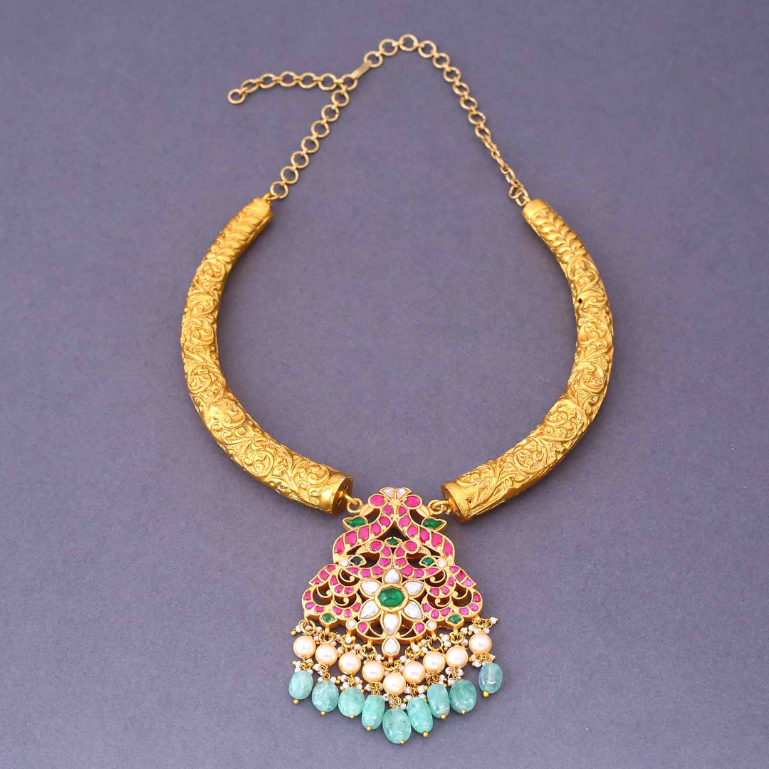 Multicolor Gagan Hasli Antique Jewellery Set- New Arrival