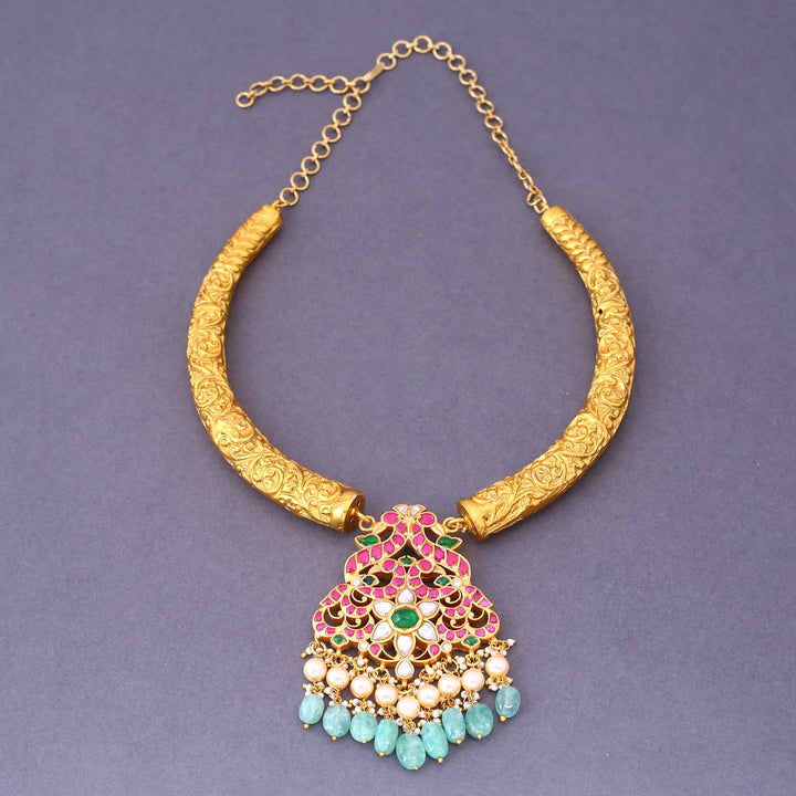 Multicolor Gagan Hasli Antique Jewellery Set- New Arrival