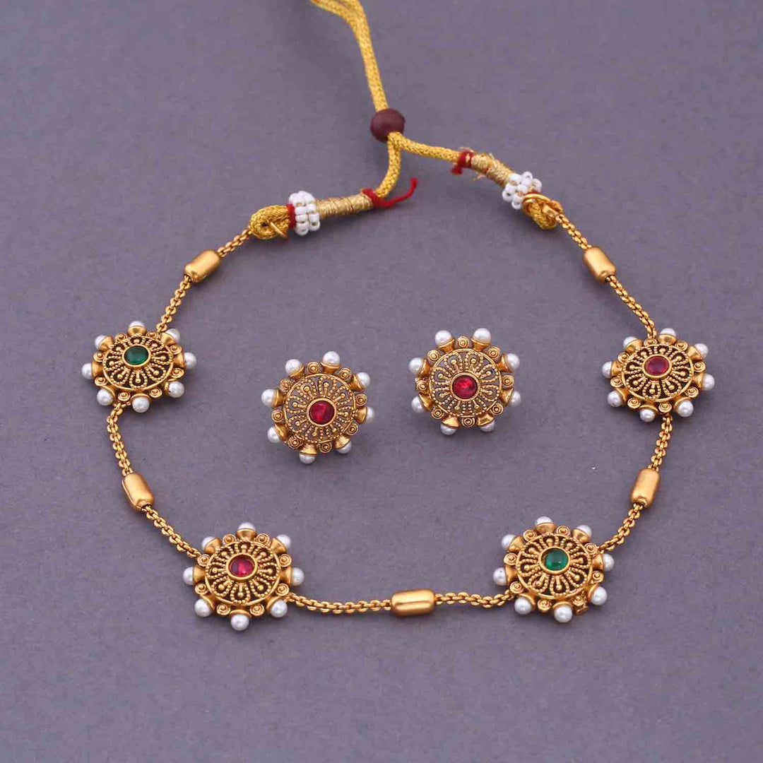 Multicolor Gahana Antique Jewellery Set - New Arrival