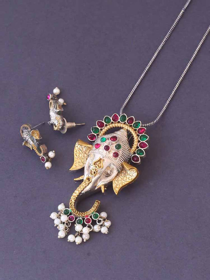 Multicolor Gajmukh Jewellery Set