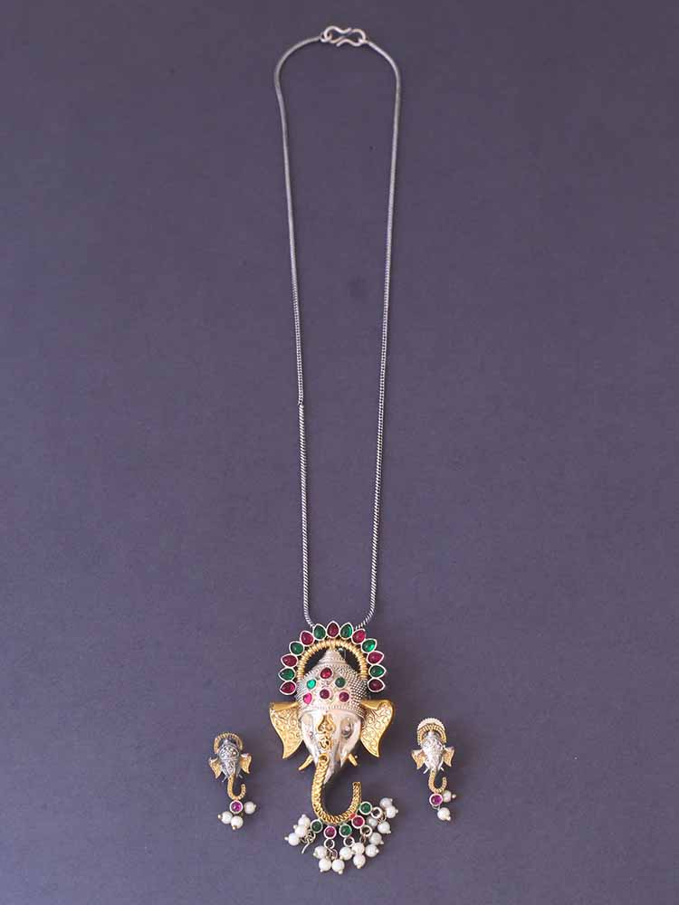 Multicolor Gajmukh Jewellery Set