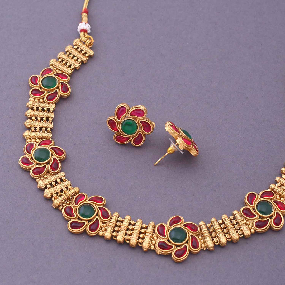 Multicolor Gandhanvi Antique Jewellery Set - New Arrival