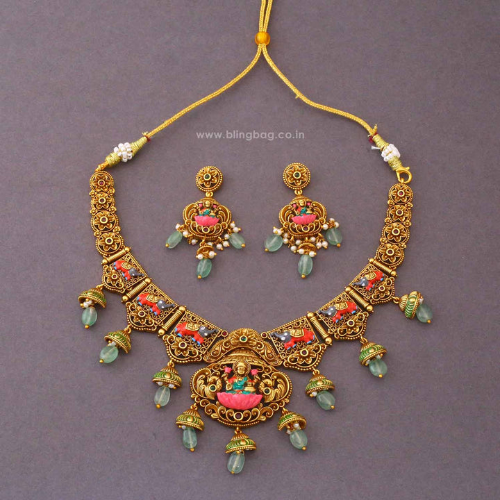 Multicolor Gangai Temple Jewellery Set- New Arrival