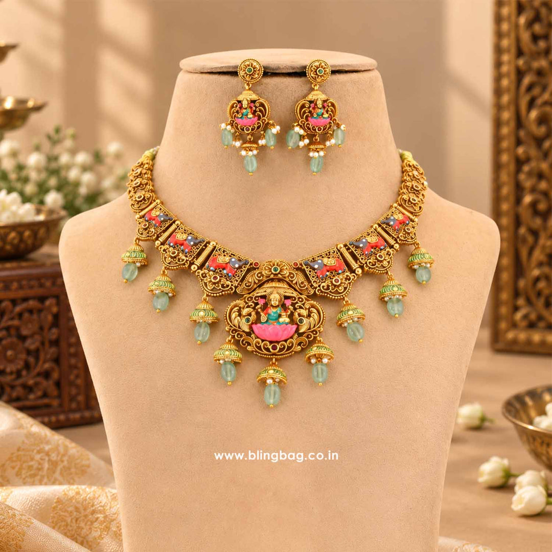 Multicolor Gangai Temple Jewellery Set- New Arrival