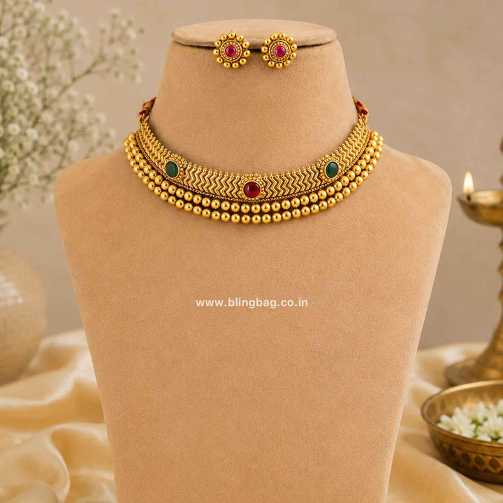 Multicolor Gauri Antique Jewellery Set- New Arrival