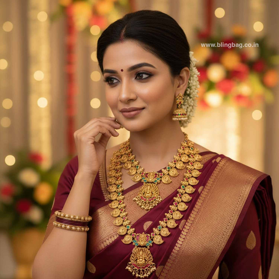 Multicolor Gauriika Bridal Temple Jewellery Set - New Arrival