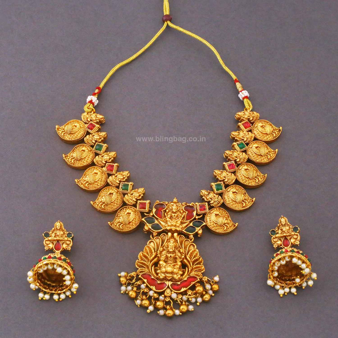 Multicolor Gauriika Bridal Temple Jewellery Set - New Arrival