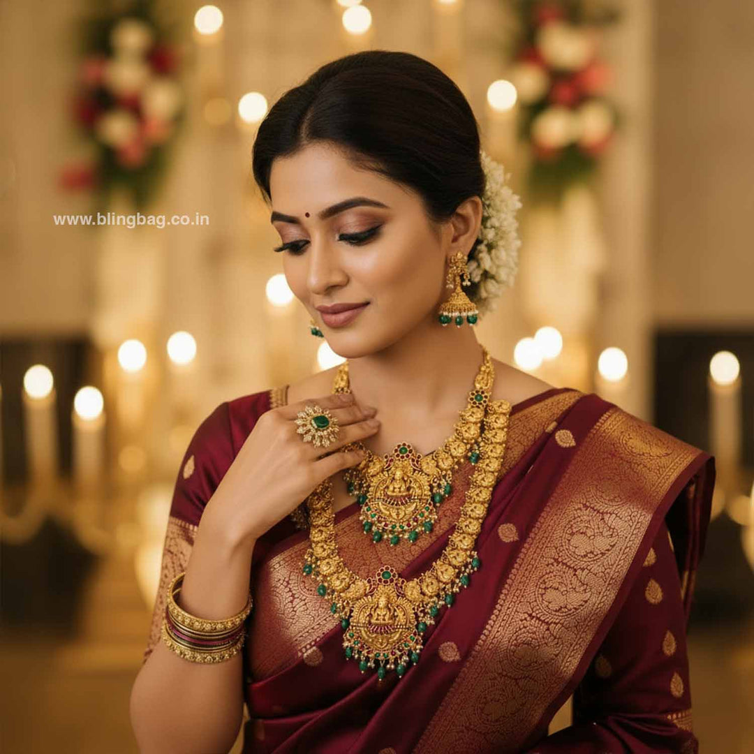 Multicolor Gaurina Bridal Temple Jewellery Set - New Arrival