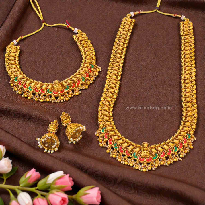 Multicolor Gaurishree Bridal Temple Jewellery Set - New Arrival