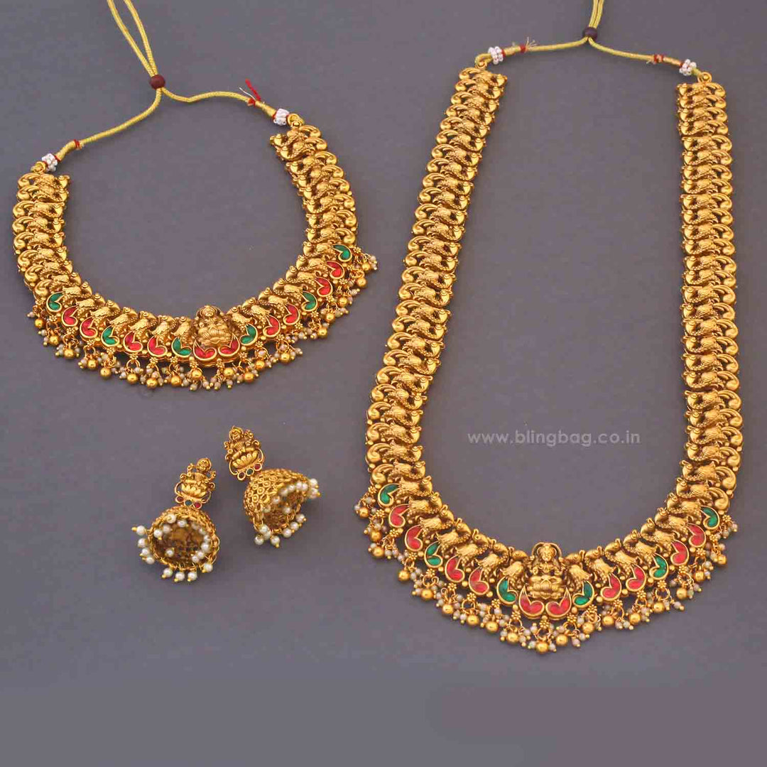 Multicolor Gaurishree Bridal Temple Jewellery Set - New Arrival