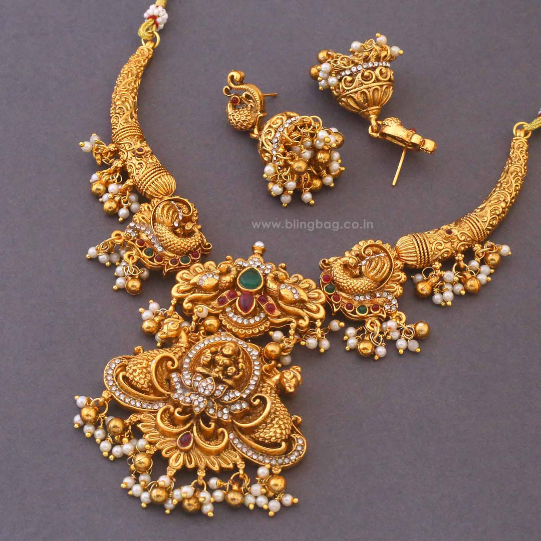 Multicolor Gayatritaa Temple Jewellery Set - New Arrival