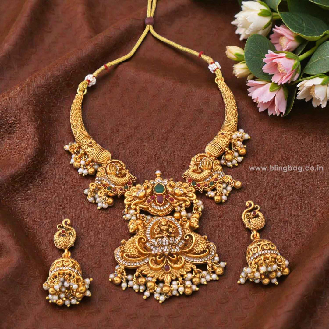 Multicolor Gayatritaa Temple Jewellery Set - New Arrival