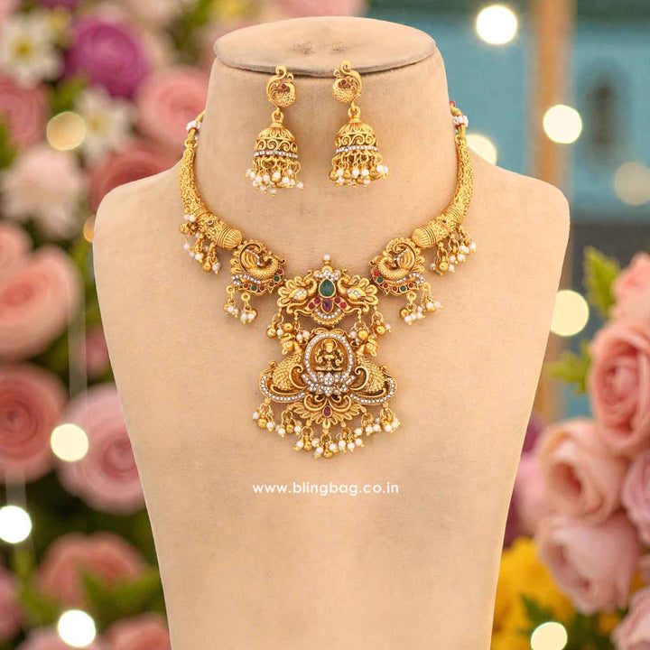 Multicolor Gayatritaa Temple Jewellery Set - New Arrival