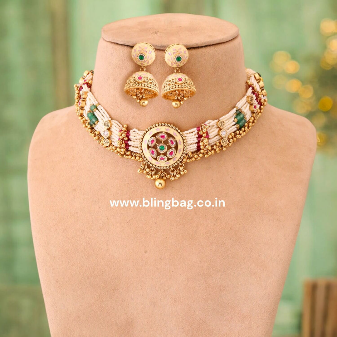 Multicolor Geethanjali Antique Rajwadi Set