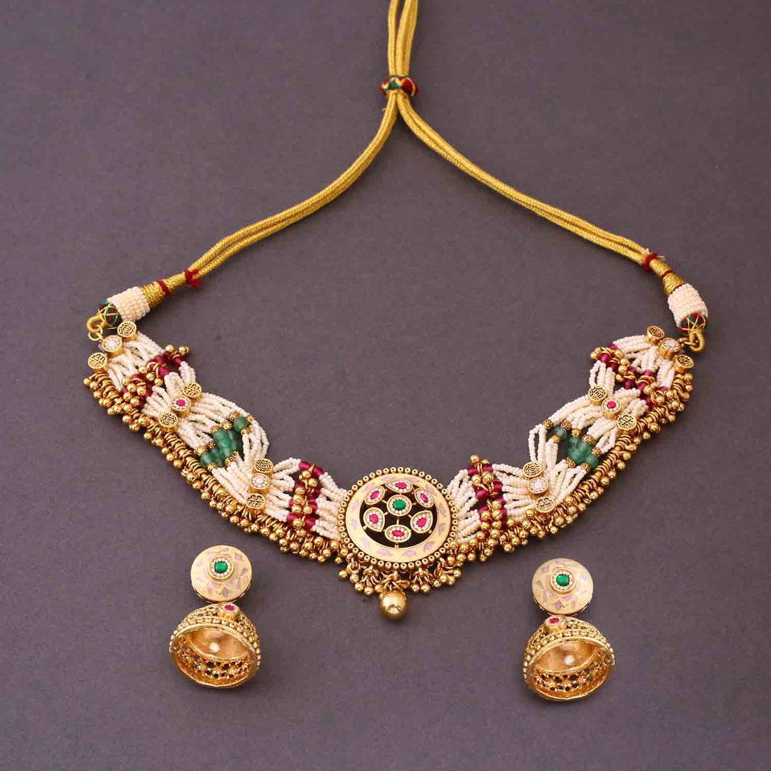 Multicolor Geethanjali Antique Rajwadi Set