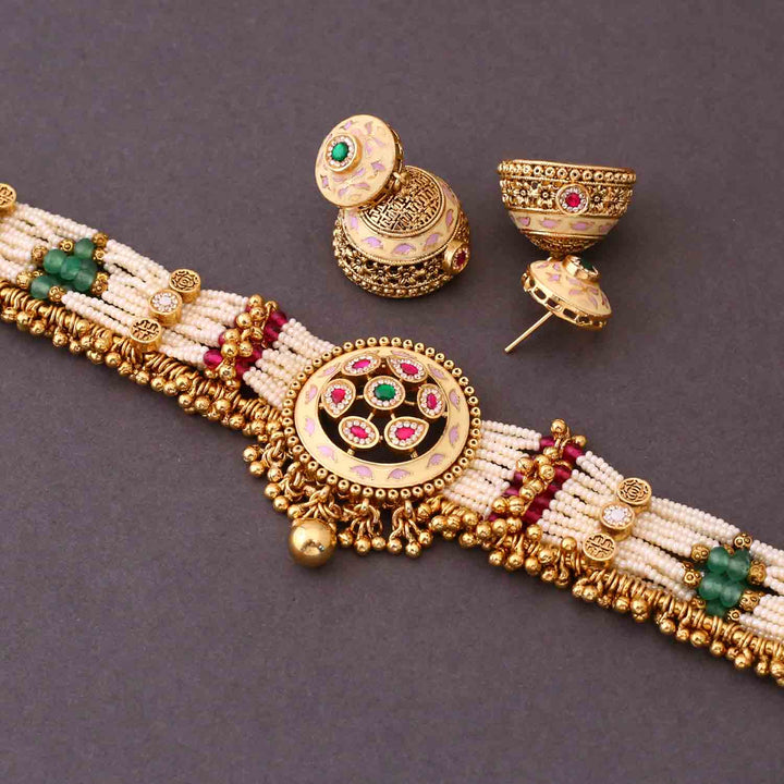 Multicolor Geethanjali Antique Rajwadi Set