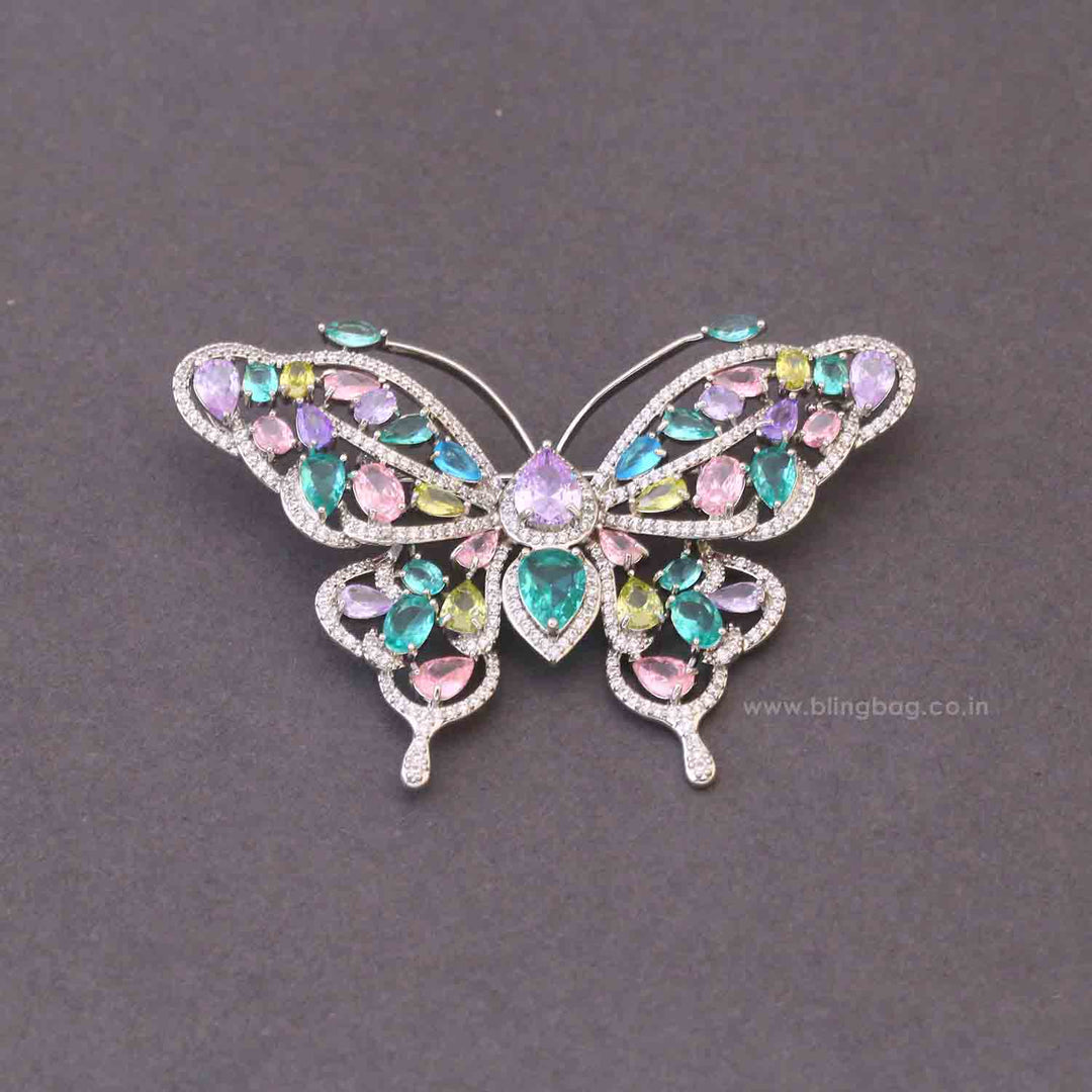 Multicolor Gemstone Flight Brooch