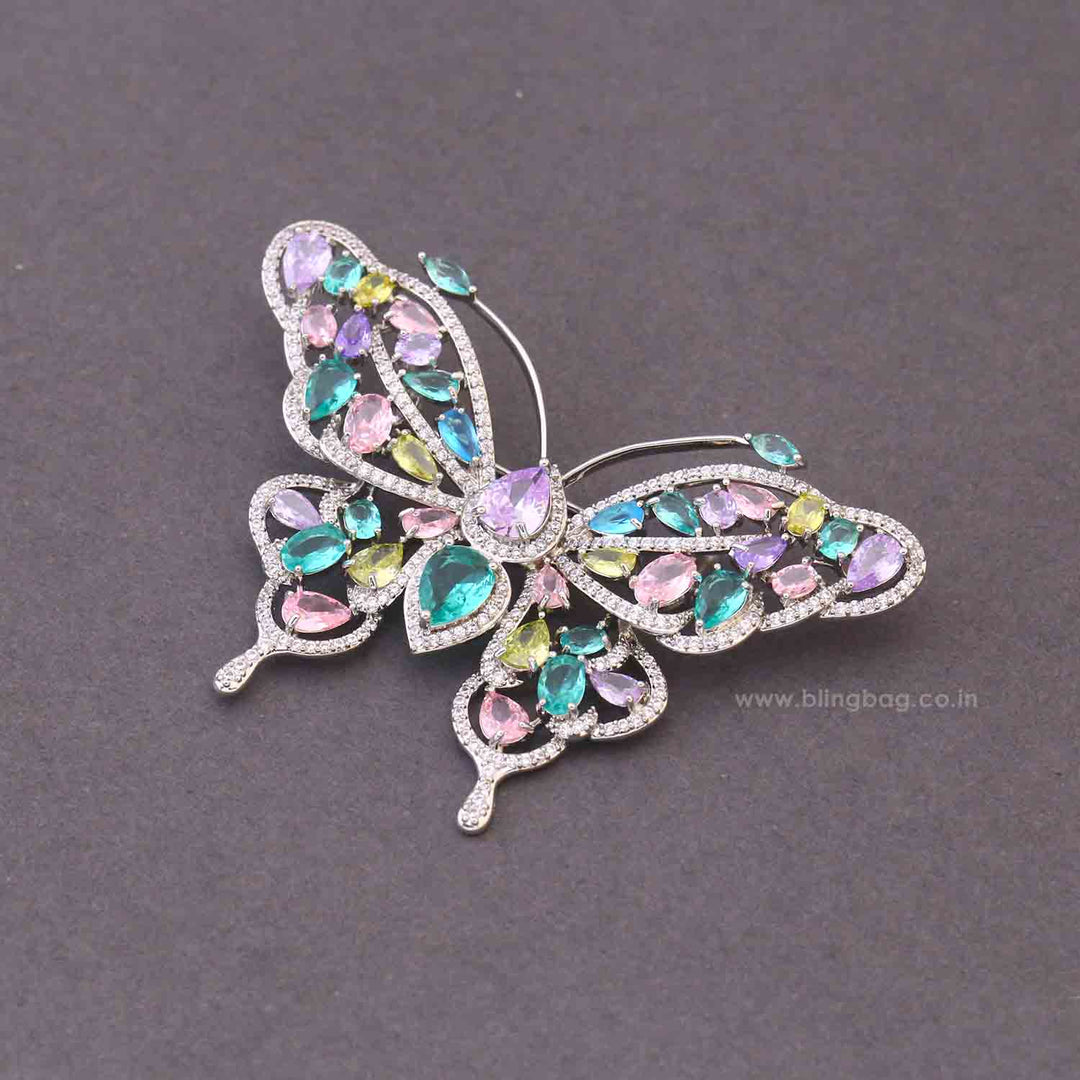 Multicolor Gemstone Flight Brooch