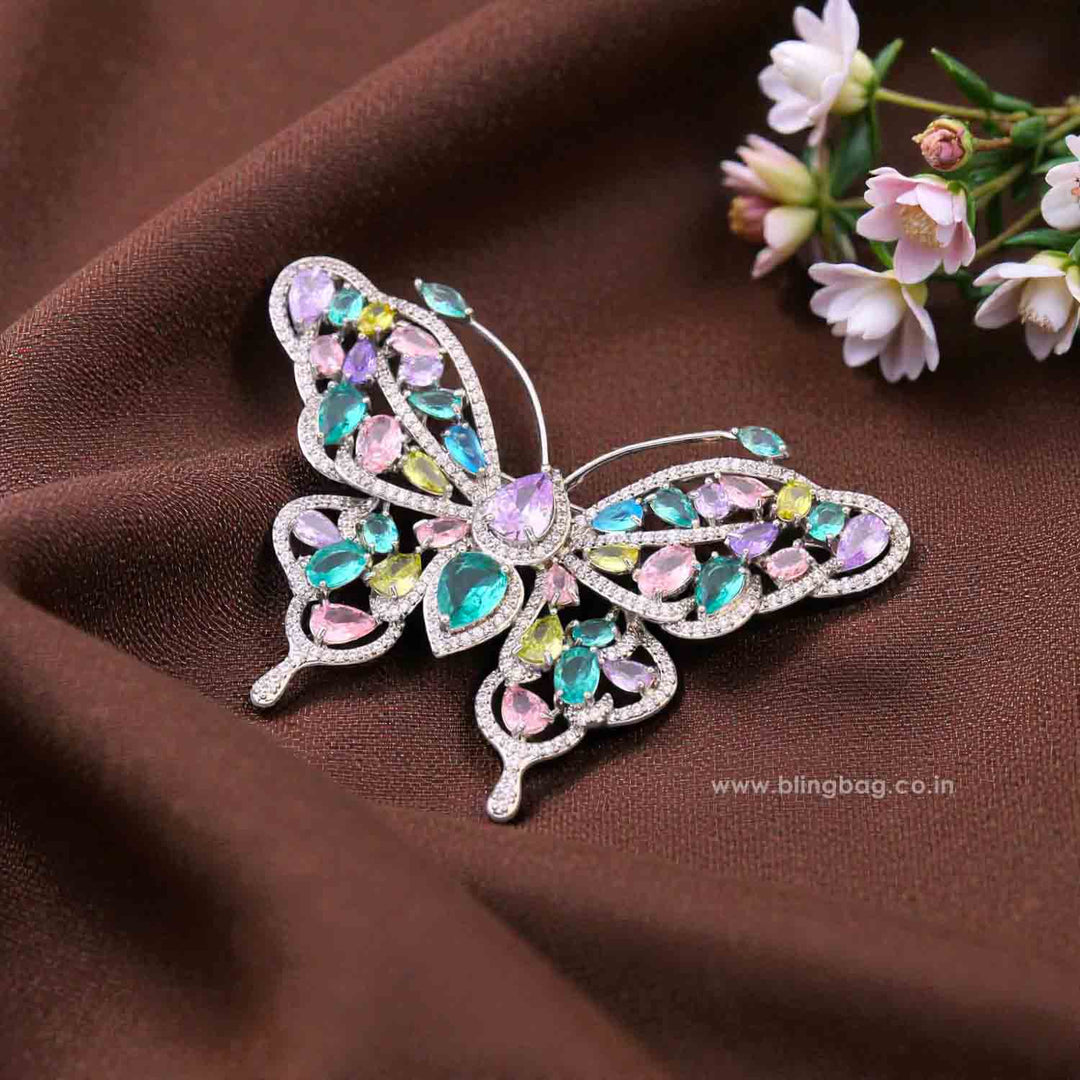 Multicolor Gemstone Flight Brooch