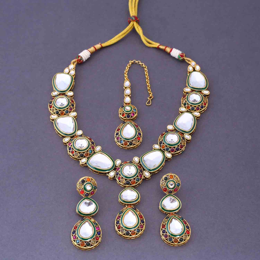 Multicolor Ghurmita Kundan Jewellery Set