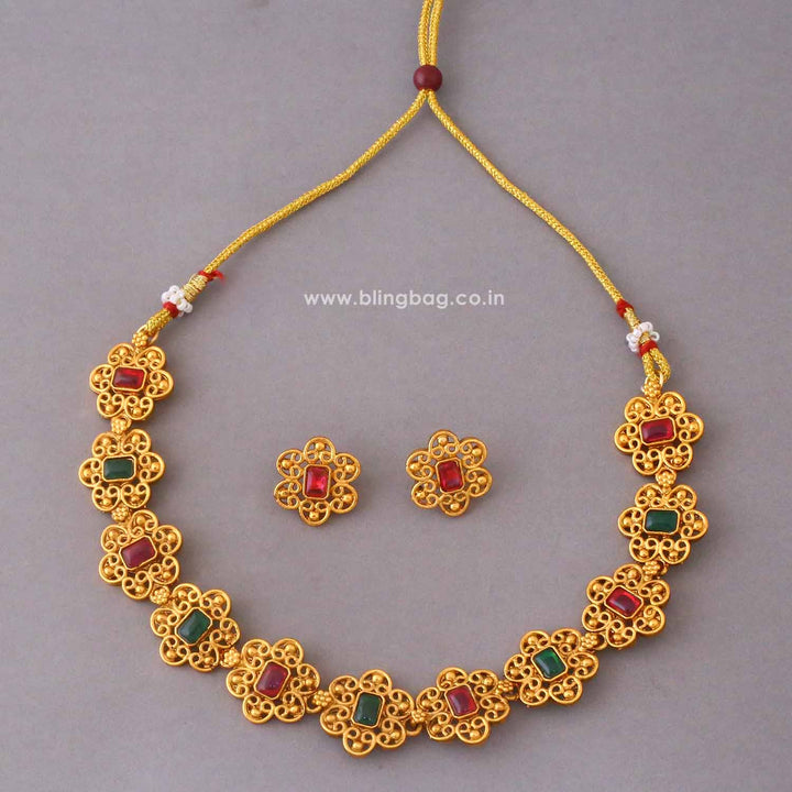 Multicolor Girijaa Antique Jewellery Set- New Arrival