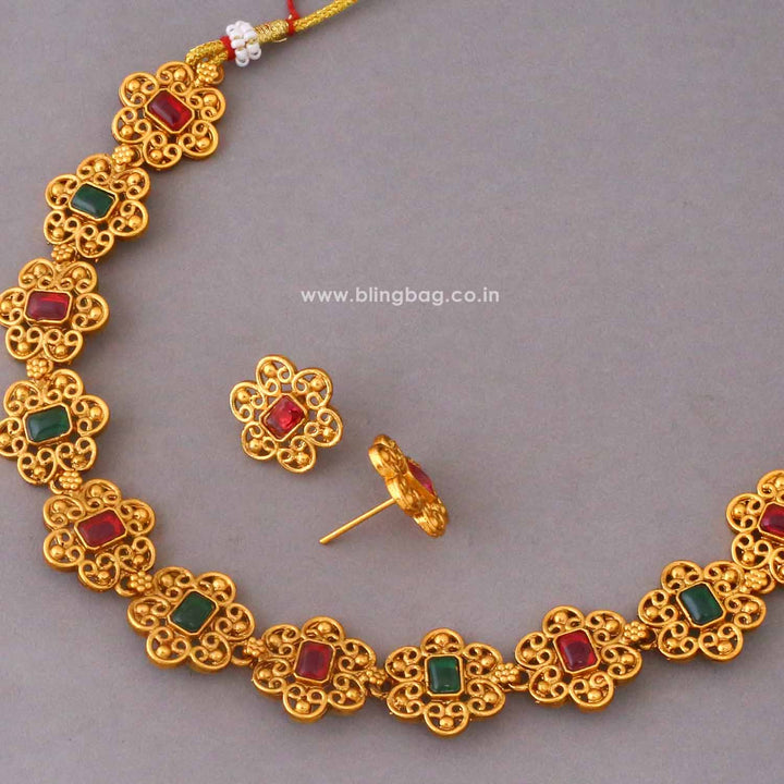 Multicolor Girijaa Antique Jewellery Set- New Arrival