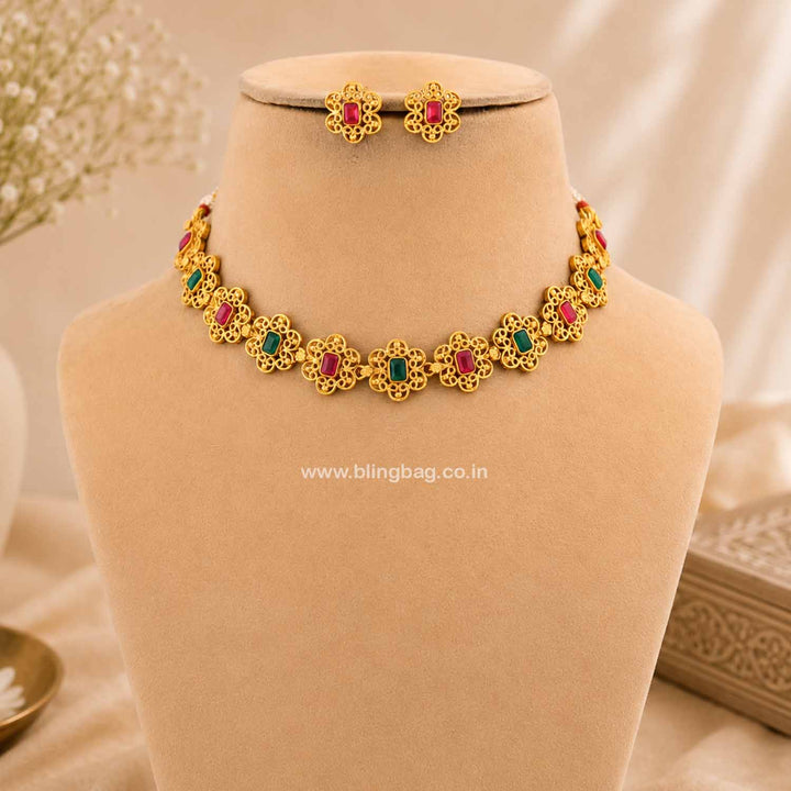 Multicolor Girijaa Antique Jewellery Set- New Arrival