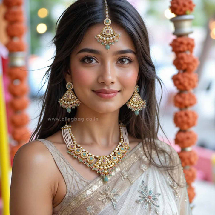 Multicolor Gitanjali Kundan Jewellery Set