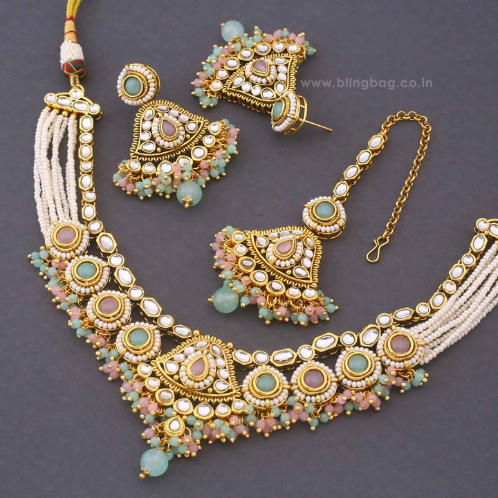 Multicolor Gitanjali Kundan Jewellery Set