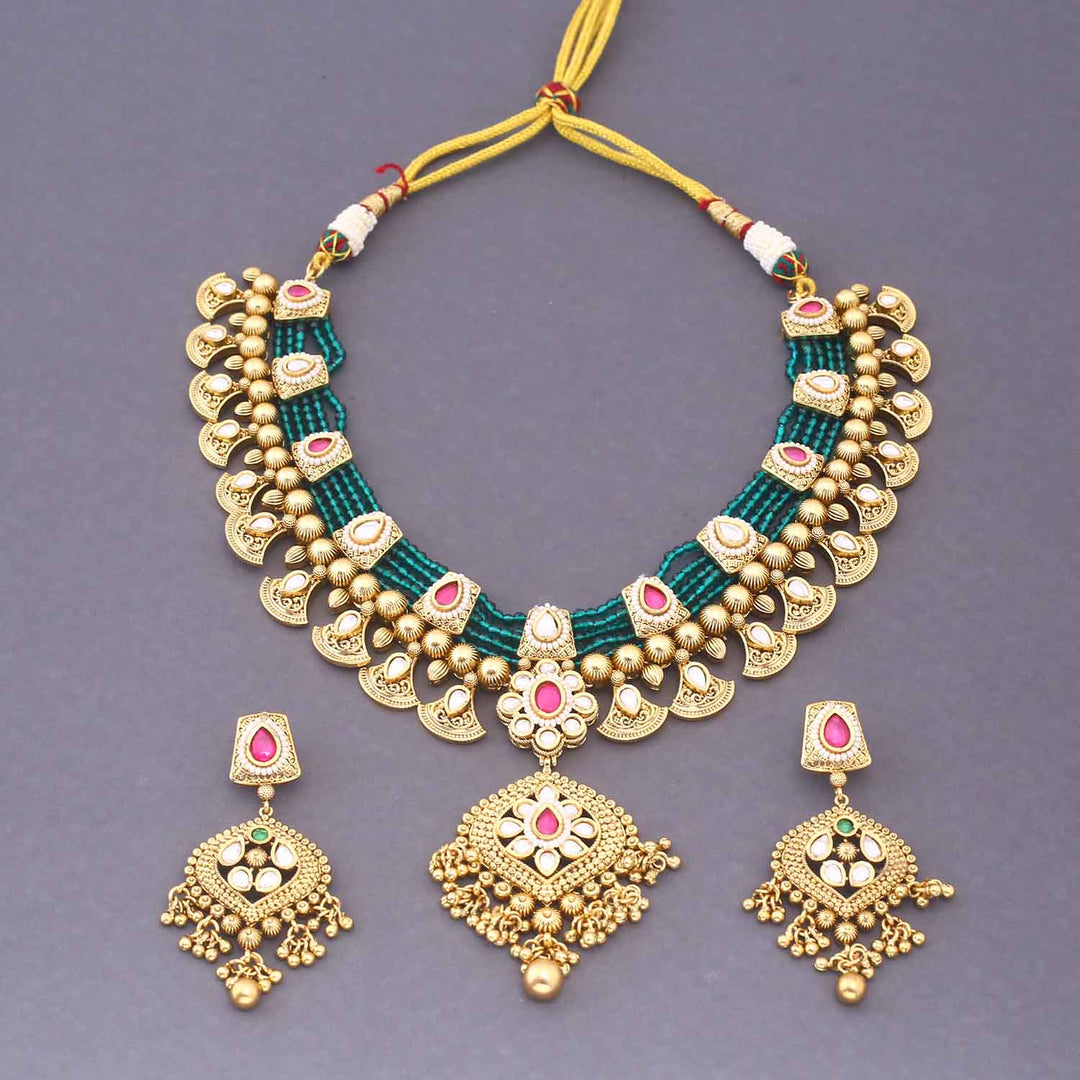 Multicolor Glistra Antique Rajwadi Set