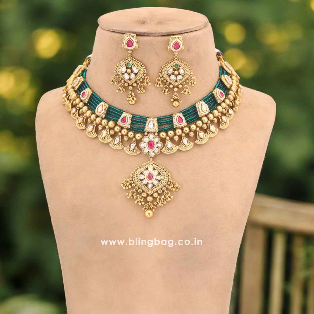 Multicolor Glistra Antique Rajwadi Set