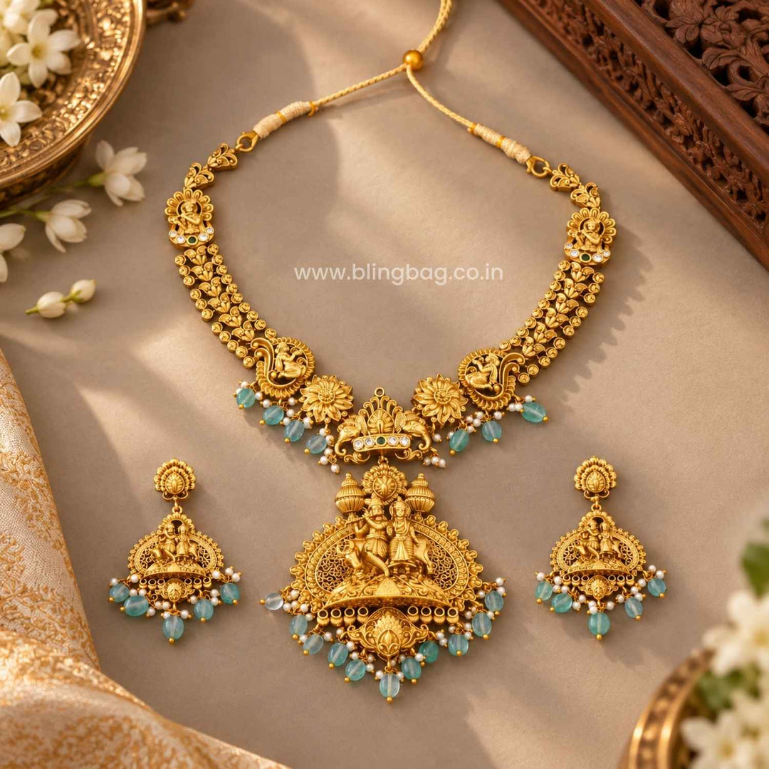 Multicolor GopalaRadhikaa Temple Jewellery Set- New Arrival