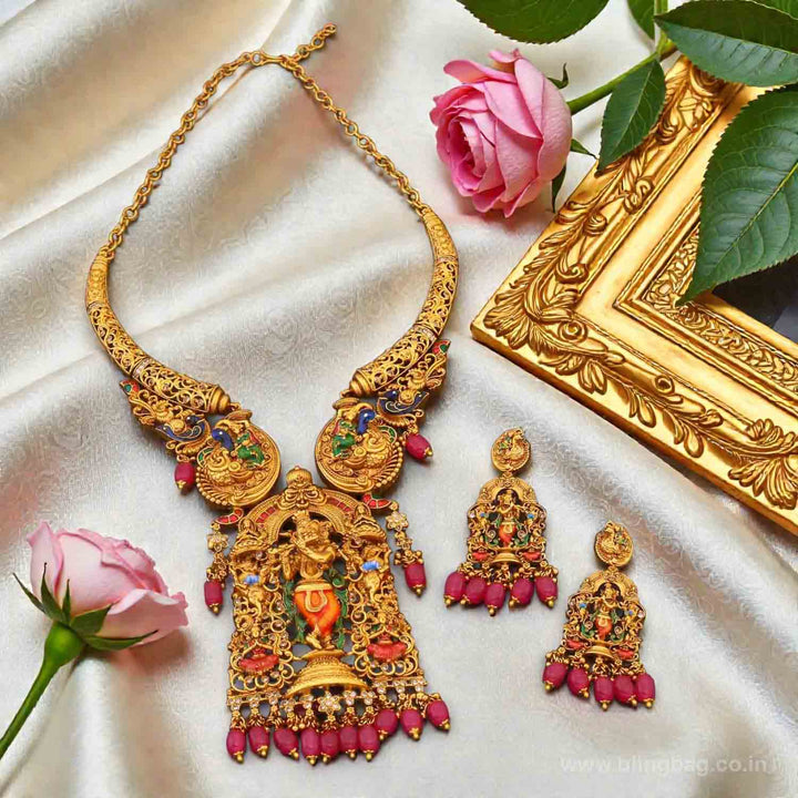 Multicolor Govind Temple Jewellery Set- New Arrivals