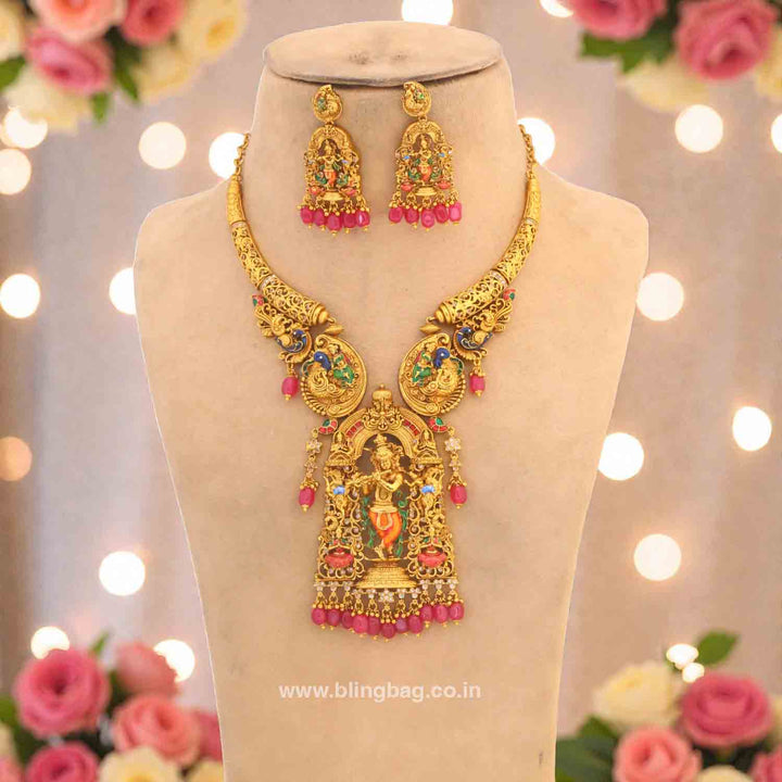 Multicolor Govind Temple Jewellery Set- New Arrivals