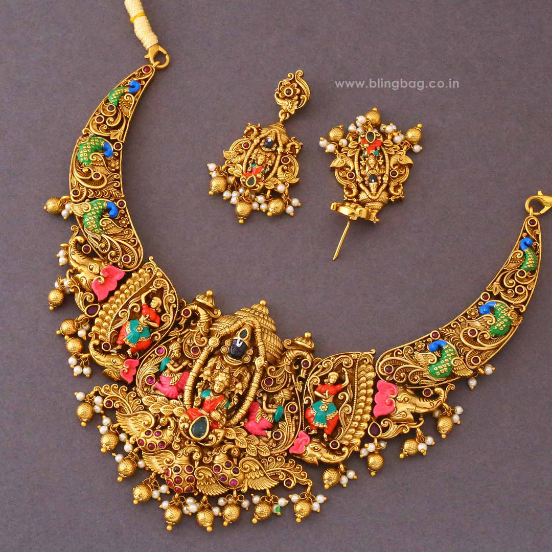 Multicolor Govindara Temple Jewellery Set- New Arrival