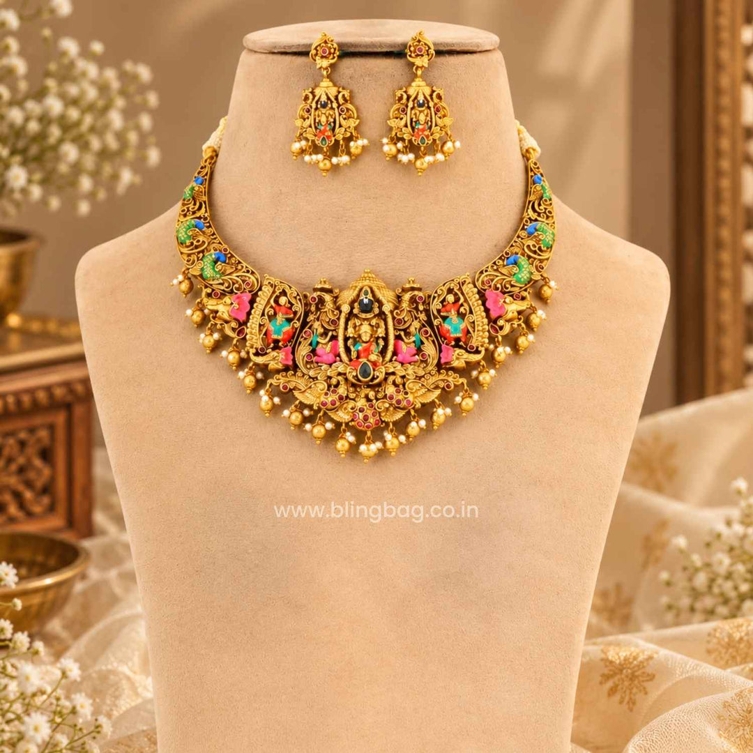 Multicolor Govindara Temple Jewellery Set- New Arrival