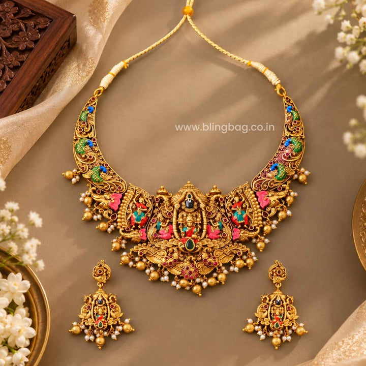 Multicolor Govindara Temple Jewellery Set- New Arrival