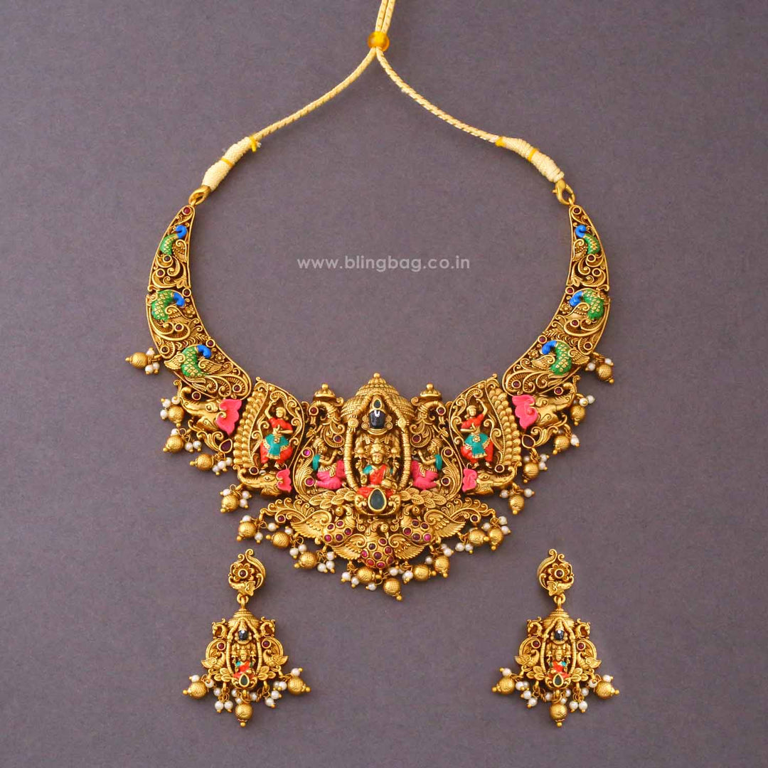 Multicolor Govindara Temple Jewellery Set- New Arrival