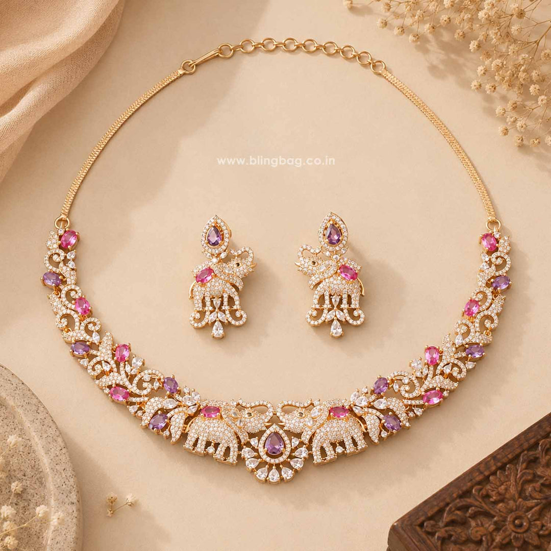 Multicolor Gracejoy Zirconia Jewellery Set- New Arrivals