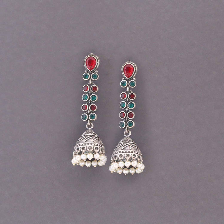 Multicolor Grijaan Oxidised Jhumkis