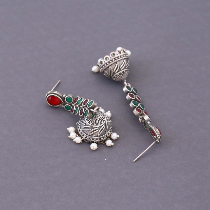 Multicolor Grijaan Oxidised Jhumkis