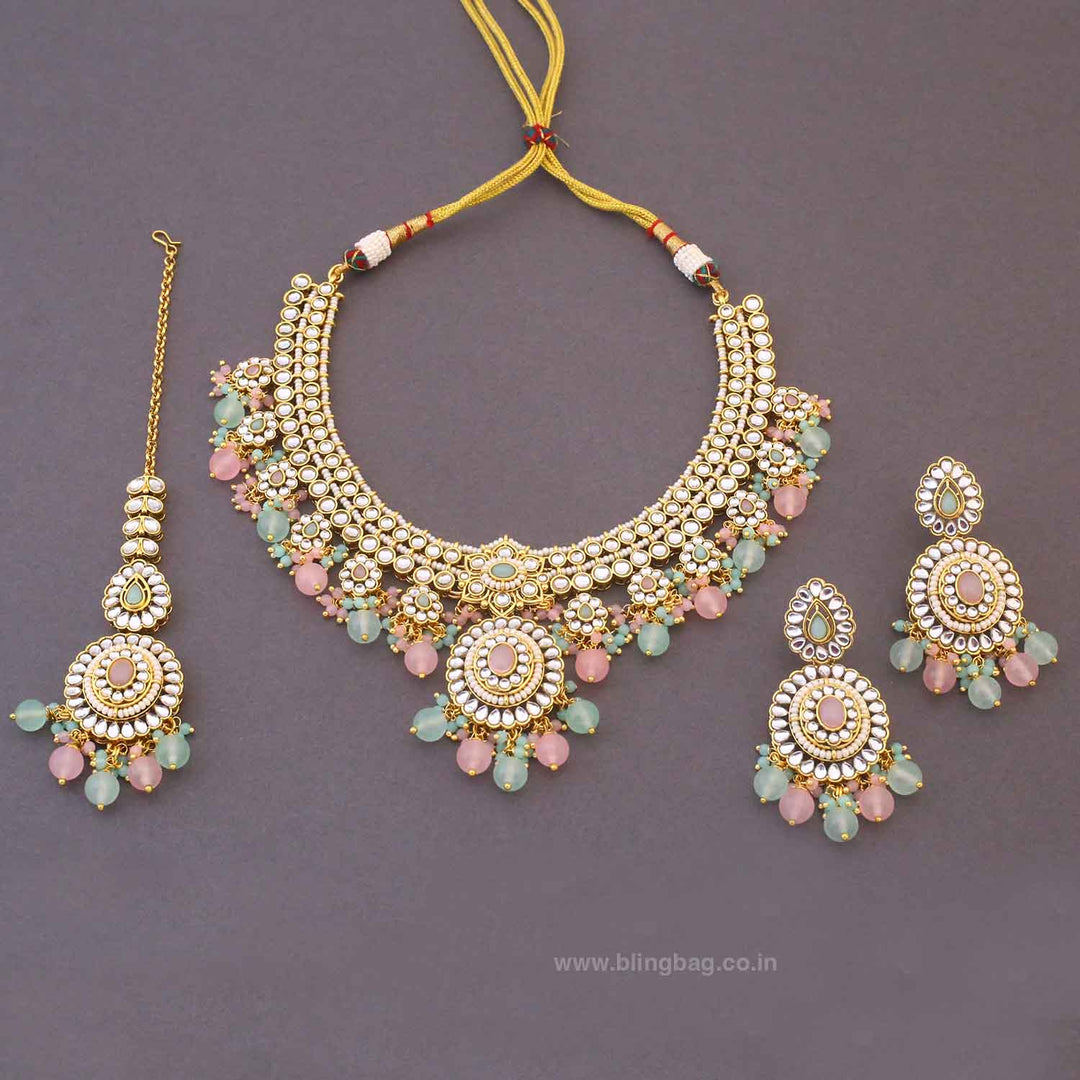 Multicolor Grishma Kundan Jewellery Set