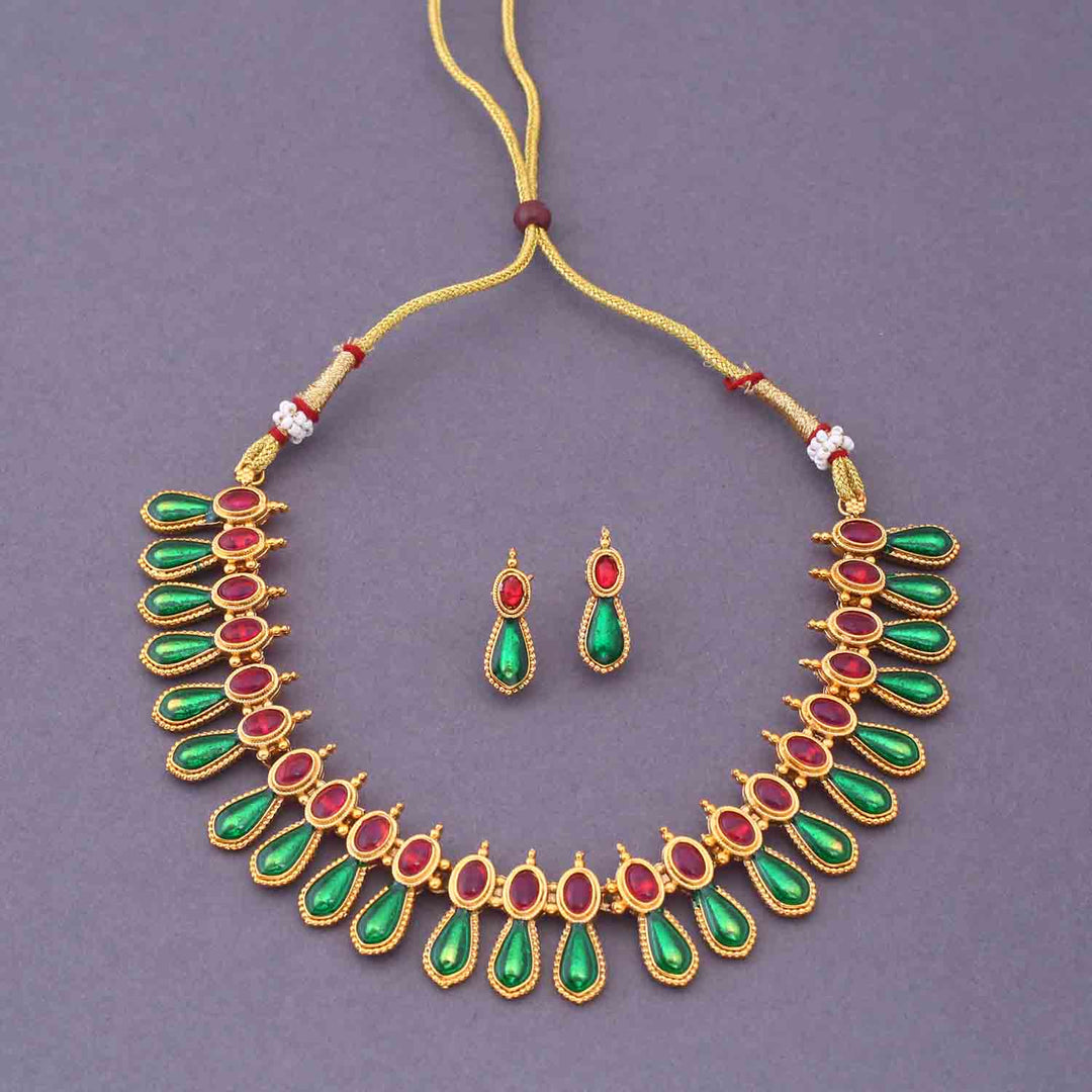 Multicolor Gunasundari Antique Jewellery Set - New Arrival