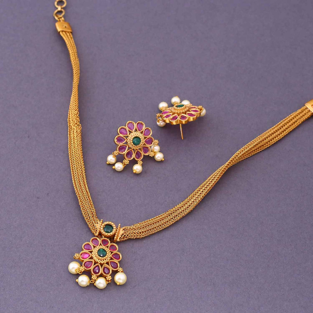 Multicolor Gurkirat Antique Pendant Set - New Arrival