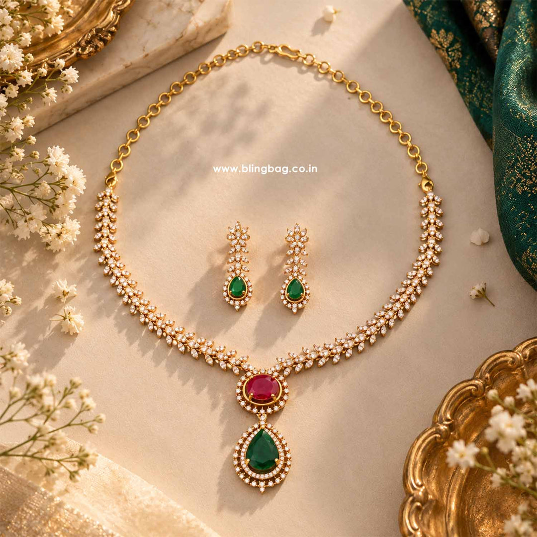 Multicolor Halo Victorian Jewellery Set - New Arrival